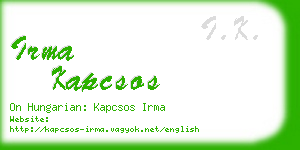 irma kapcsos business card